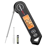 ThermoPro Fleischthermometer Digitaler Grillthermometer Faltbares Bratenthermometer Thermometer Kochen für Flüssigkeit Milch Steak Küchenthermometer Schwarz