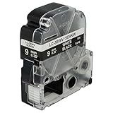 vhbw Schriftband-Kassette Ersatz für KingJim SD9KW für Etiketten-Drucker 8m x 9mm Weiß auf Schwarz