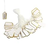 Anloximt 100 Stück Leere Etiketten mit Schnur Etiketten mit Schnur Geschenk-Hängeetiketten Personalisierte Geschenkanhänger Preisschilder Blanko-Versandschilder für Geschenke Schmuck Kleidung