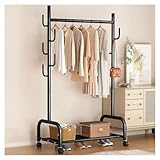 3-in-1 Schwerlast-Kleiderständer aus Metall mit Rollen & Schuhregalen – Schwarz – Platzsparend für Kleidung, Schuhe & Accessoires – Ideal für Zuhause & Einzelhandel