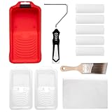 Mister Rui 4' Schaumstoff-Farbrollerset, hochdichte Schaumstoffbezüge, Farbrollerrahmen, Farbwanne und Farbwanneneinlagen, 2' abgewinkelter Farbpinsel, Farbschutzfolie zum Streichen und