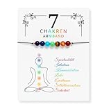Generisch 7 Chakren Armband verstellbar – Chakra Armband mit Bedeutung – Yoga Energiearmband für Damen & Herren – Spirituelles Geschenk – inkl. Karte zu den Farben & Eigenschaften