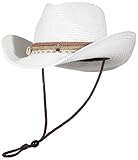 EOZY Damern Strohhut Breite Krempe Cowboyhut Sommer Sonnenhut Strandhut (Weiß, One Size)