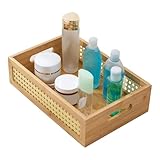 Rattan Aufbewahrungskorb - Gewebter Boho Korb Mülleimer - Rustikale Aufbewahrungsbehälter Kiste mit Griffen für Snacks, Spielzeug, Bücher, Schreibwaren