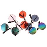 FONDOTIN 5 Paar Retro Haustier Sonnenbrillen für Kleine Hunde und Katzen Metallrahmen Farbige Gläser Leichtes Modisches Accessoire für Fotoshootings und Outdoor