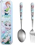 Frozen Besteck, Gabel und Löffel Set Mit Besteckbox, Edelstahl Gabel Löffel, Selbsternährende Lernutensilien für die Verwendung zu Hause und zur Schule, Bestecksets Geschenk