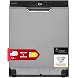 Telefunken Geschirrspüler Unterbau 60 cm, Spülmaschine Silber, 12 Maßgedecke, 6 Programme, AquaStop, Startzeitvorwahl, leise 45 dB, Speed-Wash, Eco, höhenverstellbar, Besteckkorb, GEU6012DI