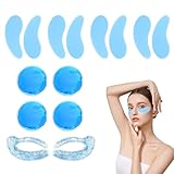 14 Stück Augenpads Wiederverwendbar, Gel Augenmaske Kühlend, Silikon Augenklappen, Gel Augenpads Für Augenentspannung und Linderung von Müdigkeit, Blau
