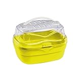 Ferplast Transportbox für Hamster und andere kleine Nagetiere Aladino Small Reisekäfig für Hamster, widerstandsfähiger Kunststoff, komfortabler Griff, sicherer Verschluss, 20 x 16 x 13,5 cm, grün