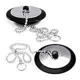 2 x langlebige Kette, Abflussstopfen aus Gummi, universal, Badewannen-Stopfen, Kette, Metall, kein Geruch, Badewannen-Waschbeckenstopfen, Stöpselabdeckung, Fallkette für Hausbad