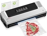 Bonsenkitchen Vakuumiergerät, Vakuumierer Folienschweißgerät für Sous Vide Kochen und Lebensmittel Bleiben bis zu 6x Länger Frisch, 40 Vakuumbeutel Inklusive (Sliber)