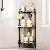 SWTYMIKI Duschablage ohne Bohren - 3 Stück Duschregal Ecke mit Seifenablage & 4 Haken, Duschregal Freistehend Badezimmer Organizer/Duschablage Ohne Bohren für Shampoo und Duschgel