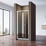 SONNI Upgrade Duschkabine Klarglas Falttür Faltduschwand 80x185cm