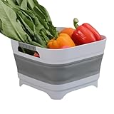Foldable Basin, Sink Basket, Portable Non-Slip Design, Space-Saving Utility, Kitchen Bathroom Outdoor Use, 12x11.8x7.87 Inches, White, Gray, 1 Piece, 590g, 9l
