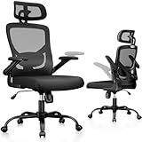 Marsail Ergonomischer Bürostuhl mit hoher Rückenlehne, ergonomischer Schreibtischstuhl, verstellbare Lendenwirbelstütze mit Kopfstütze, hochklappbare, anhebbare Armlehnen, Drehstuhl