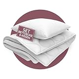 EVAN BROWNS® Bettdecke 135x200 Set mit Kissen - Bettenset atmungsaktiv und pflegeleicht - Kopfkissen 80x80 Set mit Bettdecke 135x200 Set mit Kopfkissen und Betttdecke