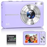 Digitalkamera 1080P Fotokamera 44MP Kamera Fotoapparat Tragbare Kompaktkamera mit 2,4' LCD Bildschirm, 16X Digitalzoom, 32G Micro Speicherkarte, 1 Akku für Kinder Teenager Student Anfänger-Lila