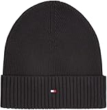 Tommy Hilfiger TH Flag PIMA Cotton Beanie Beanie-Mütze Herren, Schwarz (Black), OS