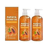 Papaya-Duschgel, aufhellende und peelende Duschcreme, pflegende und erfrischende Formel für seidig-weiche Haut, für alle Hauttypen