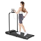 HomeFitnessCode Laufband für Zuhause Klappbar - Walking Pad 10 km/h unter Schreibtisch Laufpad mit Griffstange Gehband Band Traedmill, Schwarz