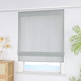 ESLIR Raffrollo mit Klettband Blickdicht Raffgardinen Uni Gardinen Küche Wohnzimmer mit Klettschiene Bändchenrollo für Fenster ohne Bohren Grau BxH 120x140 cm 1 Stück