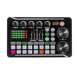Soundboard Sound Effects Board Sound Mixer Board Bluetooth-kompatible Soundkarte mit mehreren Soundeffekten und LED-Licht Soundboard Live Soundkarte und Audio Interface mit DJ Mixer