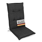 Gardissimo 'Premium Hochlehner anthrazit, Gartenstuhlauflagen 120 x 50 x 8 cm Auflage Polsterauflage UV-Lichtecht Stuhlauflage Sitzauflage