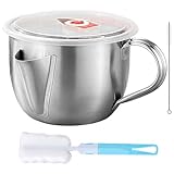 Esshogo 3er Satz Fetttrennkanne, Fettabscheider Edelstahl, Küche Fettabscheider Kanne, ölabscheider suppe, Fett Trennkanne Mit Deckel & Pinsel, Fettkanne für soßen, Edelstahl speckfettbehälter