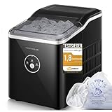 Eiswürfelmaschine Testsieger 2024, 14 kg 24 Stunden, 9 Eiswürfel in 6-8 Minuten, Gerauscharmer Betrieb, 120W Ice Maker mit Schaufel u. Korb, Eiswürfelbereiter für Zuhause, Büro