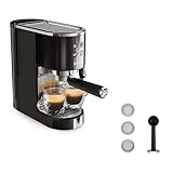 Krups Virtuoso+ Espresso-Siebträgermaschine, 15 bar Pumpendruck, 3 Crema-Filter, Edelstahl-Dampfdüse, intuitives Bedienfeld, Drehregler, inkl. Dosierlöffel und Tamper, Schwarz/Edelstahl, XP444G