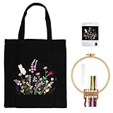Sticken Canvas Tragetasche Set, Sticken Set für Anfänger, Embroidery Kit, Kreuzstich Set, Stickpackung Umfassen Segeltuchtaschen, Stickrahmen, Garn und Werkzeug
