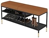 Schuhbank mit 2 Etagen und gepolstertem Kissen, freistehendes Schuhregal und Aufbewahrungshocker für Wohnzimmer, Schlafzimmer, Eingangsbereich, stilvoller und funktionaler Schuh-Organizer