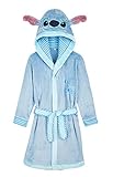 Disney Bademantel Kinder Fleece mit Mickey und Minnie Mouse, Stitch Morgenmantel Kinder Simba und Tigger (Blau, 9-10 Jahre)