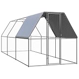Outdoor-Hühnerkäfig, LAPOOH Hühnerstall, Hühnerhaus, Kaninchenstall, Hühnerauslauf, Wachtel Zubehör, Wachtelstall, 2x6x2 m Verzinkter Stahl