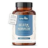 Glucosamin Komplex hochdosiert | 180 Kapseln | Mit Chondroitin, Vitamin C, D, MSM, Grünlippmuschel & Mangan | für gesunde Knochen und Knorpel | 6 Monate Vorrat | Alpha Foods