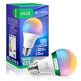 NOUS P3 Smarte WIFI Glühbirne RGB E27, Kompatibel mit Matter, Alexa, Home Assistant & Apple HomeKit, Smart Home, Fernbedienung, LED Lampe Farbwechsel, RGB Glühbirne, 2.4 GHz WiFi