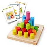 HABA Steckspiel Zylinder – Motorikspiel ab 2 Jahren mit 30 bunten Holzbausteinen & 10 Vorlagekarten – Lernspielzeug für Kleinkinder – 2012246001