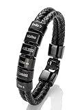 MYCLUSIV® Personalisiertes Lederarmband für Herren in Schwarz mit Namen - Armband mit Gravur - Geschenk für Männer - Männerarmband - Geschenk für Papa