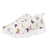 Xoenoiee Kinder Athletic Tennis Turnschuhe für Jungen Mädchen Atmungsaktive Laufschuhe Walkingschuhe, Farbiger Schmetterling, 32 EU