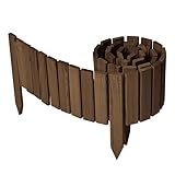 Garronda Beeteinfassung Holz Rollzaun Holzzaun 20 cm x 200 cm imprägniert Flexibler Rollborder Rasenkante Palisade Gartenzaun Umzäunung für Garten GD-0149, Dunkelbraun