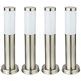 etc-shop Außen Stehleuchte EDELSTAHL, Standleuchte, Sockelleuchte, Wegleuchte | Garten, Weg, Hof, Veranda, Balkon | 4er SET