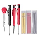 TOOLSGO 22-teiliges Zimmermannsbleistift-Set Mechanisches Markierwerkzeug-Set mit weißem Körner schwarze rote gelbe Nachfüllminen für Holzarbeiten Bauprojekte