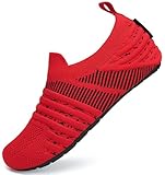 SAGUARO Hausschuhe Kinder Mädchen Hüttenschuhe Jungen Pantoffeln Barfussschuhe Leicht Atmungsaktive Slipper Weich Kleinkinder Schuhe Stil:082 Rot,Gr.34/35 EU