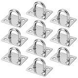 Yicenmy 10 Stück Augplatte Edelstahl, Augplatte mit Öse, Quadratische Deckenhaken, Heavy Duty Decksplatte für Decken-Befestigung, Wand-Haken, Decken-Haken, Sonnensegel Befestigung