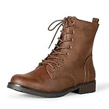 Amazon Essentials Damen Kampfstiefel Mit Schnürung, Cognac, 41 EU