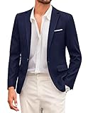 COOFANDY Herren Sakko Sportlich Freizeit Blazer Modern Jackett Business Anzugjacke 1 Knopf Marineblau XL
