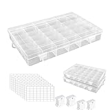 AZKEEGREY 2 Stück Stickgarn Aufbewahrung mit 36 Raster, Kunststoff Aufbewahrungsbox, Aufbewahrungsbox mit 200 Stück Plastikseide Stickgarn Karten, 8 Leere Aufkleber für Basteln Nähen