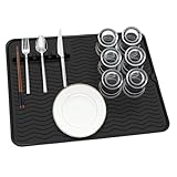 Thinkingwings Abtropfmatte 50x40 cm, Abtropfmatte Geschirr, Abtropfmatte aus Silikon, hitzebeständiges rutschfestes Abtropfmatte Spüle,Spülmatte Abtropfunterlage (Schwarz)