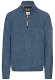 camel active Herren Troyer Pullover aus einem Wollmix Denim Blau, Menswear-L
