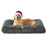 BEDSURE Flauschiges Hundebett Grosse Hunde - 104x69x8 cm Hundebett waschbar für große Hunde, rutschfeste Unterseite, Dunkelgrau